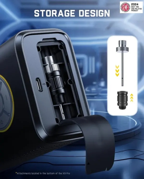Fanttik-X9 Pro Tragbarer Reifenfüller für Kompaktwagen, 1Min schnelle elektrische Fahrradpumpe mit digitalem Reifendruckmesser, 150PSI Luftkompressor für Elektrofahrrader, Motorräder, Bälle - Image 3