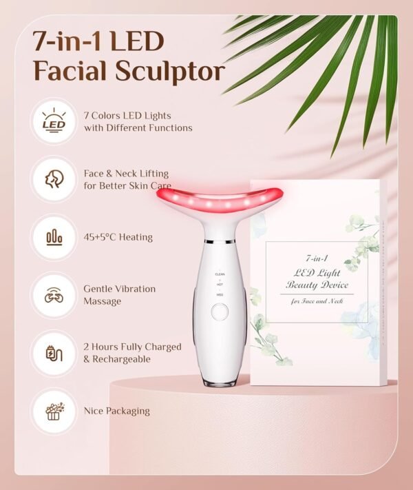 Led Electric Facial Massager, Vibrating Facial Massager with Thermals – Bild 3