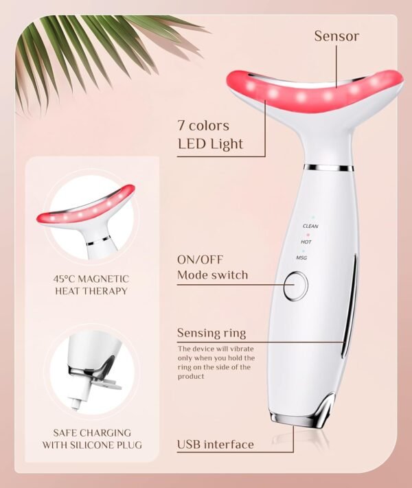 Led Electric Facial Massager, Vibrating Facial Massager with Thermals – Bild 4