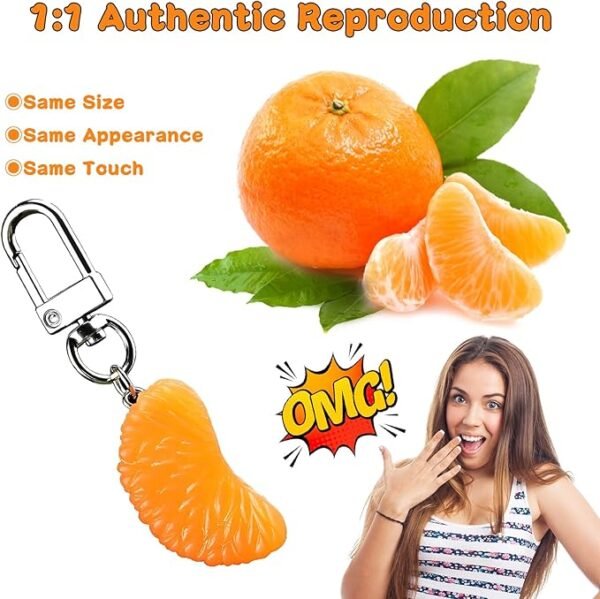 Charmantes Orangenfrucht Schlüsselanhänger - Süßer PVC Lebensmittelanhänger für Taschen & Autos, perfektes Geschenk für Frauen und Mädchen – Bild 5